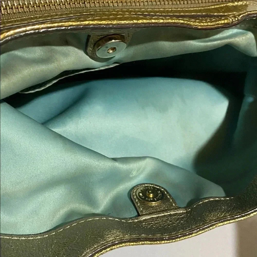 Coach gold metallic leather satchel handbag - Picture 8 of 16